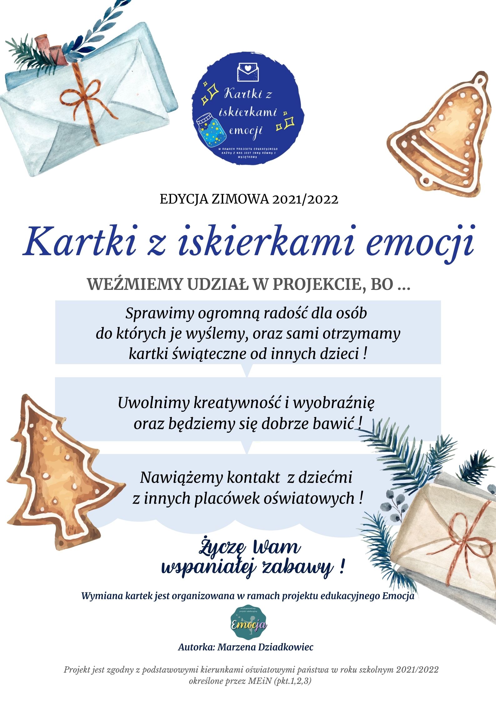 Plakat edycja zimowa Kartki z iskierkami emocji 20212022